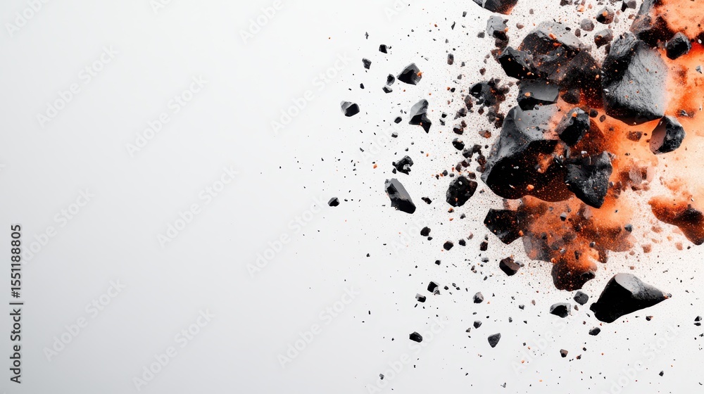 Poster an explosion of rock debris and dust dramatically fills the frame, offering a striking visual effect