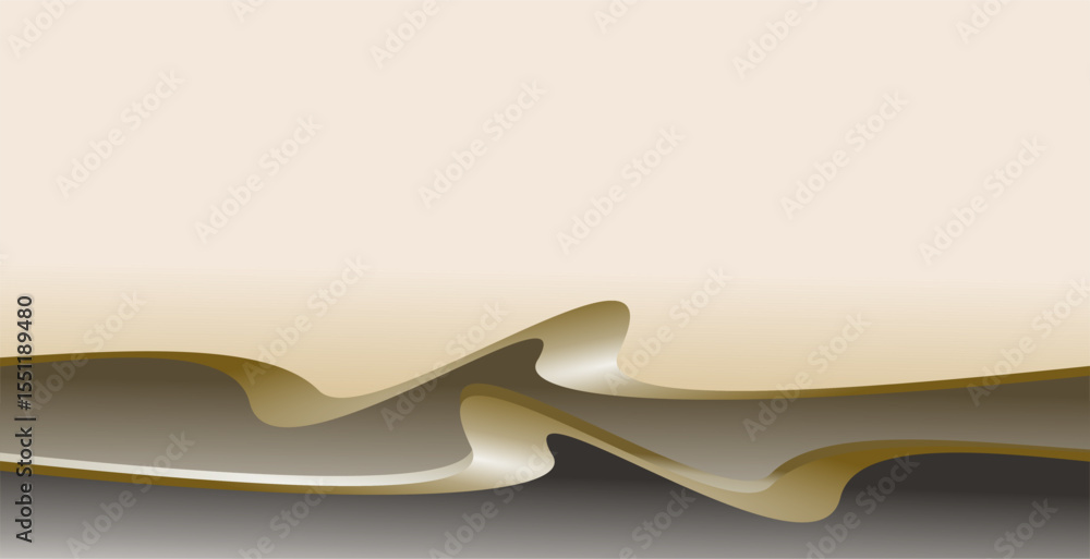 Aufkleber composition of empty space with soft colors and abstract geometric curved lines in golden brown as b