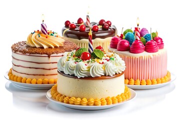 White plate with four different cakes on it