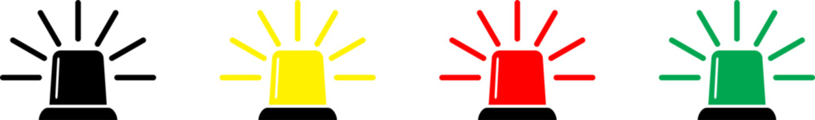 Siren vector flat icon set. eps 10. Police flasher sirens set realistic. Siren police light icon flat vector . Emergency siren icon, ambulance icon set. Vector illustration.