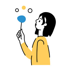 A doodle style illustration of blowing bubbles

