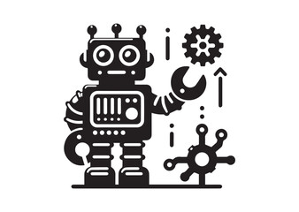 Toy Robot silhouette vector, Robot Icon