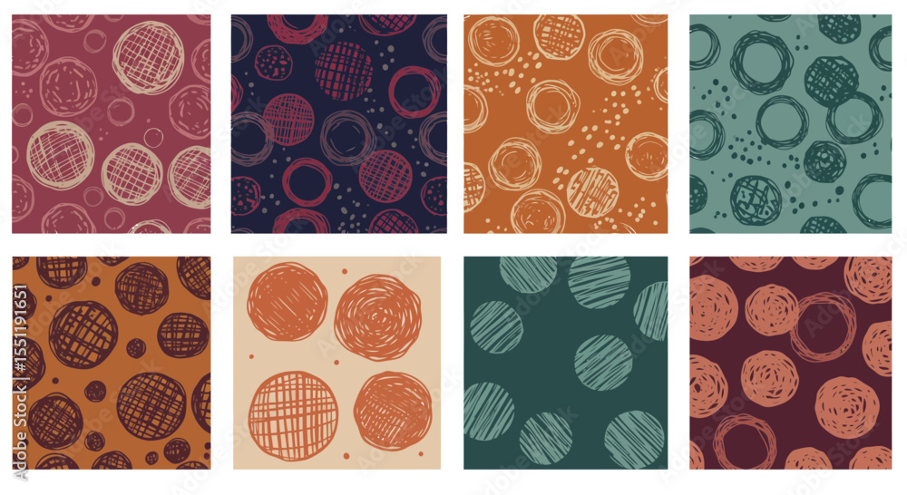 Poster seamless patterns with hand-drawn circles, versatile and stylish design option