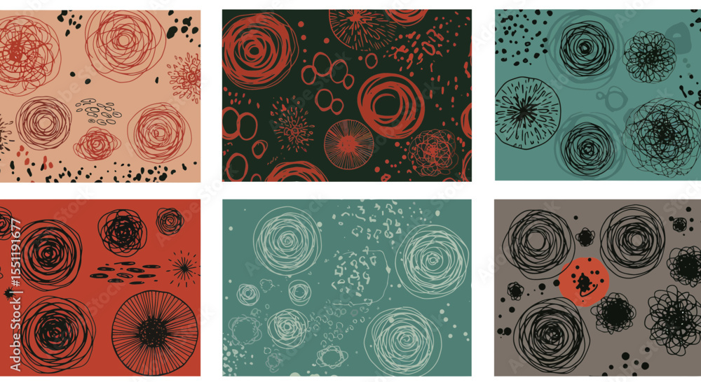 Poster abstract organic patterns with various shapes and colors for backgrounds or textiles