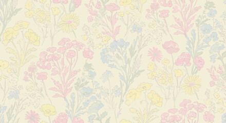 Delicate Pastel Floral Pattern Background for Textile and Surface Design Projects