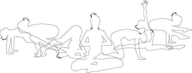Obraz premium Yoga Pilates Poses Women Silhouettes Concept