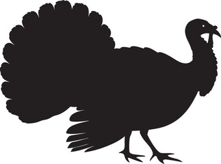 turkey Silhouette Vector Set – Turkey Icon for Thanksgiving on White Background
