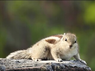 Indian Palm Squirrel on Rock Close-Up Wildlife Shot