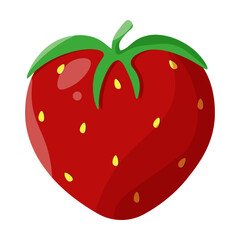Vector Strawberry. Strawberry heart. Vector illustration of cartoon Strawbery heart shaped isolated transparent background. Ideal Summer love concept poster fabric decor. EPS 10