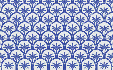 Seamless pattern of palm tree porcelain style