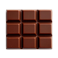 Fototapeta premium Exquisite Dark Chocolate Delight: A close-up shot showcases a meticulously crafted bar of dark chocolate, its rich, glossy surface and inviting squares a testament to pure indulgence.