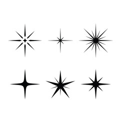 Set of six black and white fireworks