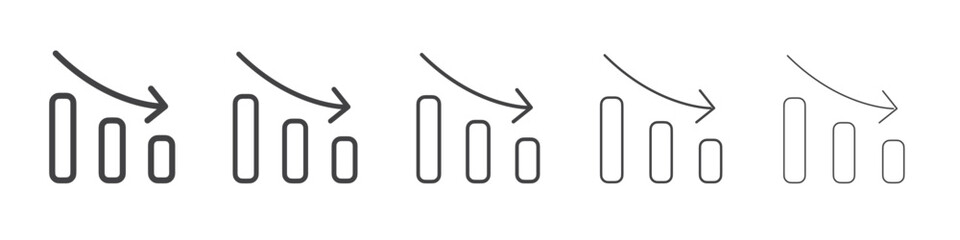 Chart down icon outline ilustration vector symbol