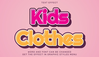 Colorful text design for Kids Clothes theme on pink background
