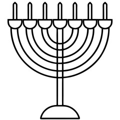Elegant Menorah Outline Vector 