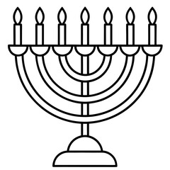 Elegant Menorah Outline Vector 