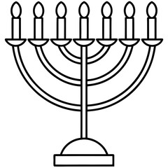 Elegant Menorah Outline Vector 