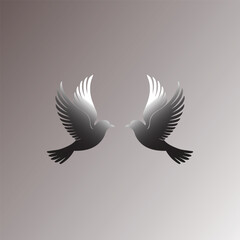 This elegant design features a pair of birds in graceful flight, rendered in a beautiful gradient that transitions from dark to light.