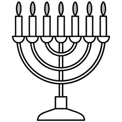 Elegant Menorah Outline Vector 