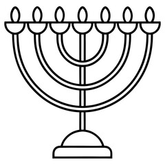 Elegant Menorah Outline Vector 