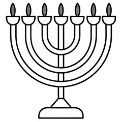 Elegant Menorah Outline Vector 