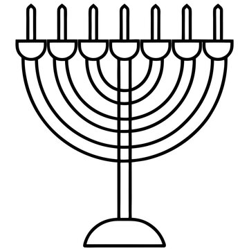 black and white menorah outline clip art preview