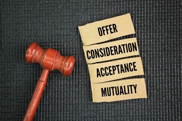 What are the four rules of contract law? Those elements are offer, consideration, acceptance, and...