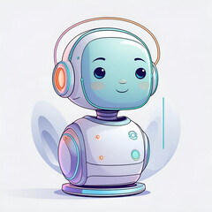 Adorable Robot Illustration Cute AI Character Design