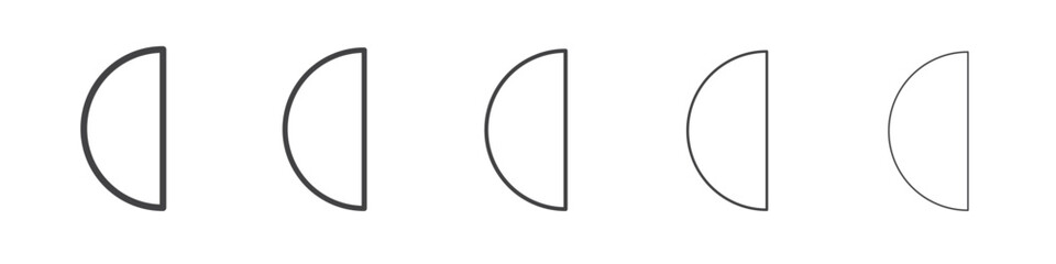 Circle half icon outline ilustration vector symbol