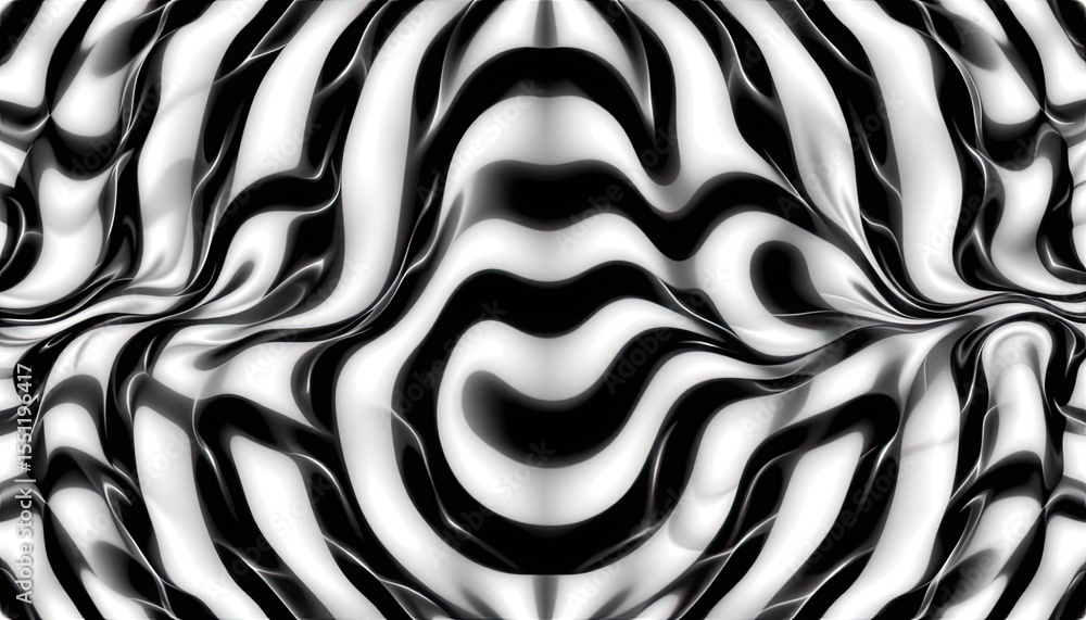 Poster abstract black and white waves with smooth flowing patterns