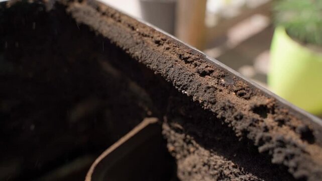 Close-up of soot on the inner surface of the stove 