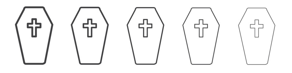 Coffin with christian cross icon outline ilustration vector symbol