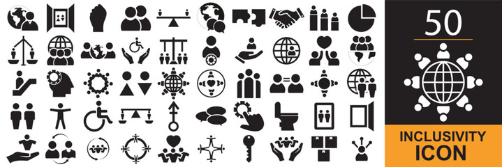 Inclusivity icon .  Vector for diversity, equity, accessibility, global community, multiple different gender ,  inclusion etc. Vector illustration. isolated on white and black background. EPS 10