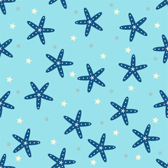 Multicolor smooth ocean star fish repeat vector abstract pattern 