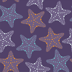 Multicolor smooth ocean star fish repeat vector abstract pattern 