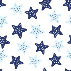 Multicolor smooth ocean star fish repeat vector abstract pattern 