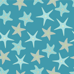 Multicolor smooth ocean star fish repeat vector abstract pattern 