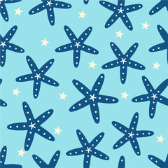Multicolor smooth ocean star fish repeat vector abstract pattern 