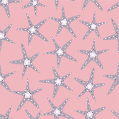 Multicolor smooth ocean star fish repeat vector abstract pattern 