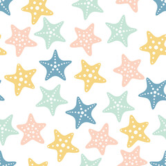 Multicolor smooth ocean star fish repeat vector abstract pattern 