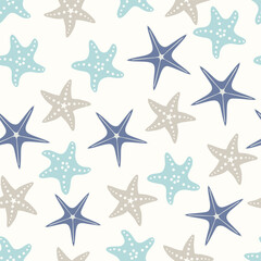 Multicolor smooth ocean star fish repeat vector abstract pattern 