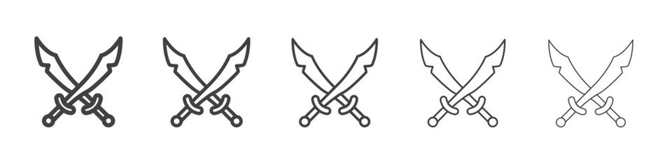 Crossed swords heraldic icon outline ilustration vector symbol