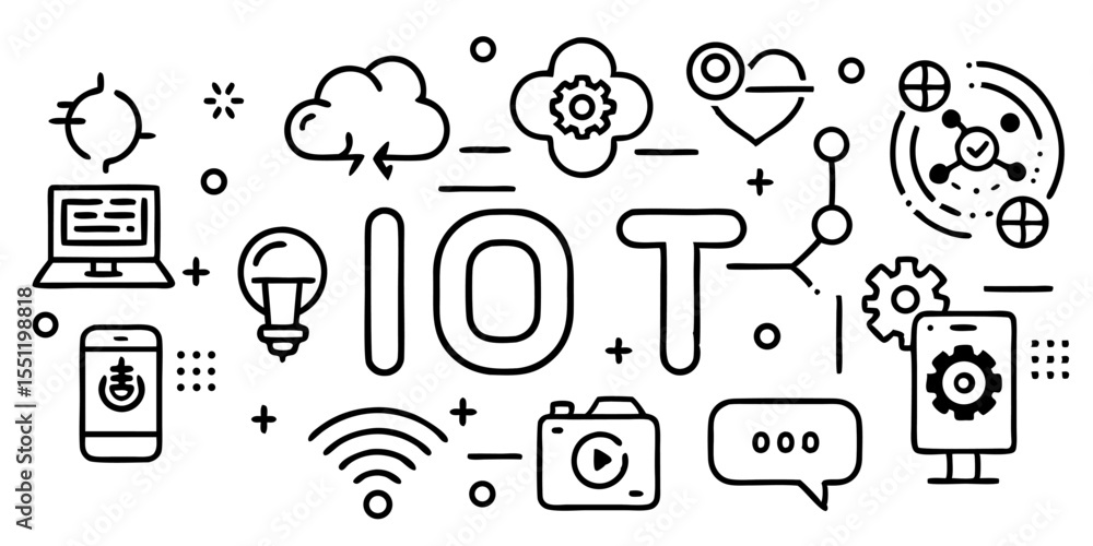 Poster modern icon set for internet of things and smart technology applications