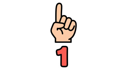 Cartoon Hand Showing Number One, Indicating First Place
