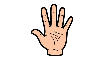 Obraz premium Cartoon Hand Showing Palm with Black Outline and Skin Tone