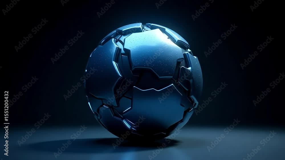 Aufkleber futuristic cracked metallic sphere rotating in dark setting abstract background for sci-fi projects