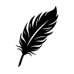 Obraz premium Simple Black Silhouette of Single Stem with Two Leaves – Elegant Curved Vector Illustration