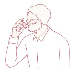 This illustration shows a man effectively using an inhaler to help manage and alleviate his asthma symptoms