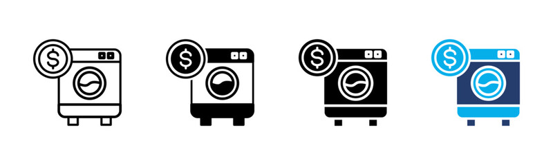 Money Laundering icon sheet multiple style collection