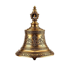 Golden Bell: An exquisitely crafted, antique brass bell, gleaming with ornate details and rich textures, epitomizing classical elegance and spiritual resonance. 